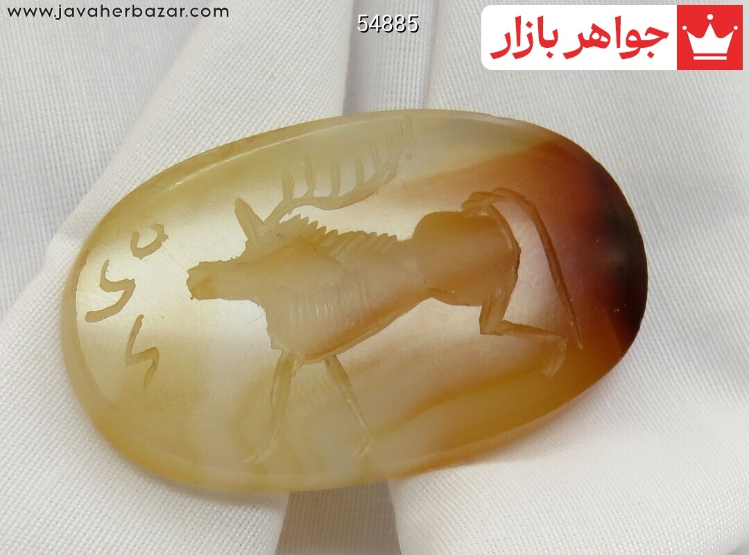 نگین تک عقیق سلیمانی طرح ساسانی