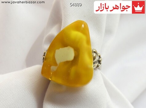 انگشتر نقره کهربا بولونی لهستان جذاب زنانه - 54889