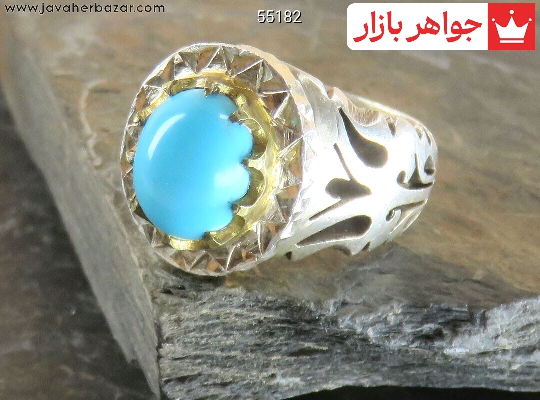 تصویر عکس خرید ، قیمت و خواص انگشتر فیروزه مصری آبی مردانه اصل