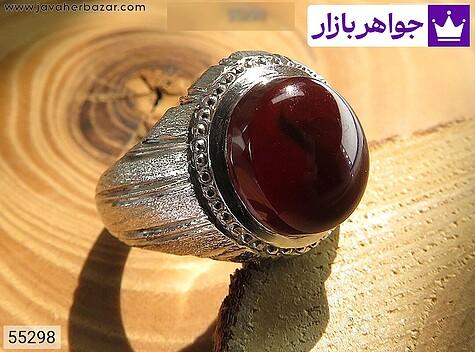 انگشتر عقیق یمنی مردانه انگشتر نقره عقیق یمنی برجسته مردانه دست ساز - 55298