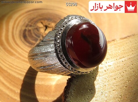 انگشتر نقره عقیق یمنی برجسته مردانه دست ساز - 55298