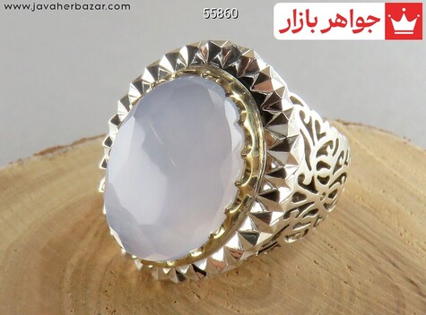 انگشتر نقره عقیق یمنی کبود فاخر مردانه دست ساز - 55860
