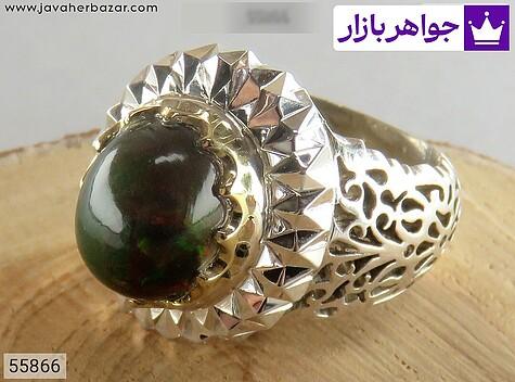 انگشتر اپال سبز مردانه انگشتر نقره برنج اپال لوکس مردانه دست ساز - 55866