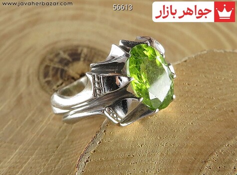 انگشتر نقره زبرجد شاهانه مردانه دست ساز - 56613