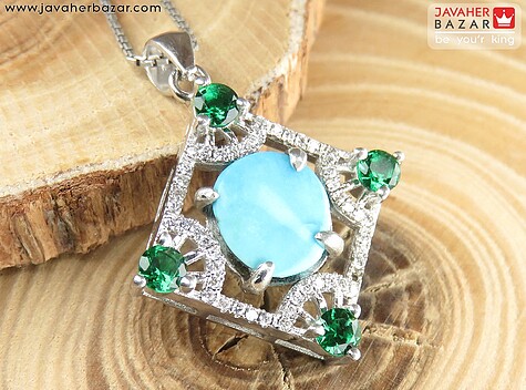 آویز نقره فیروزه آمریکایی طرح ترنم - 56650
