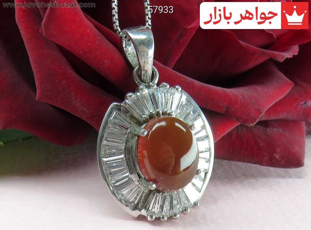 گردنبند نقره عقیق یمنی قرمز طرح شهین