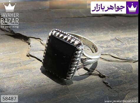 انگشتر عقیق سیاه مردانه انگشتر نقره عقیق سیاه کلاسیک مردانه - 58487