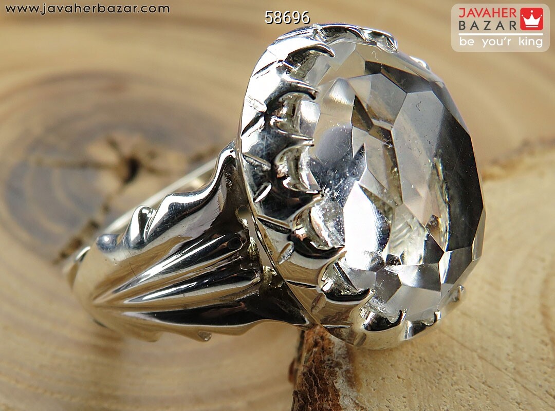 انگشتر نقره در نجف الماس تراش درشت مردانه دست ساز
