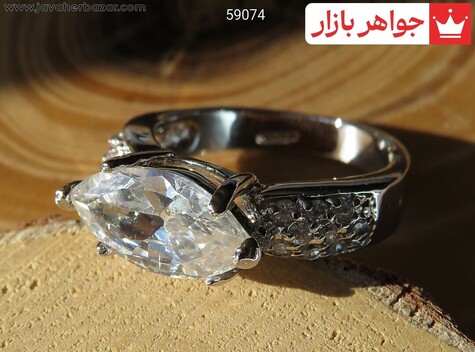 انگشتر تیتانیوم جواهری سایز 55 زنانه - 59074