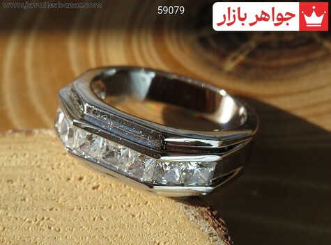 انگشتر تیتانیوم جواهری سایز 54 زنانه - 59079
