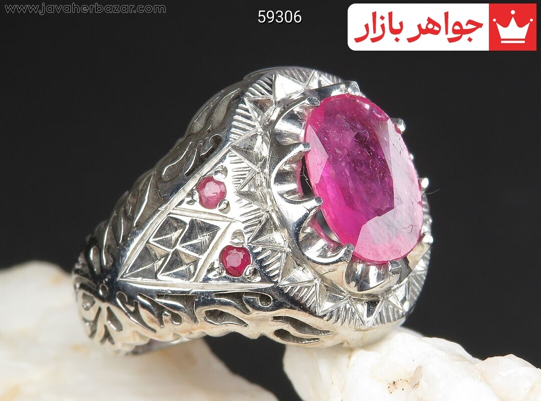 انگشتر نقره یاقوت لوکس مردانه