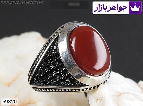 انگشتر نقره عقیق قرمز جذاب مردانه میکروستینگ - 59320