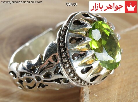 انگشتر نقره زبرجد رکاب شبکه مردانه دست ساز - 59530