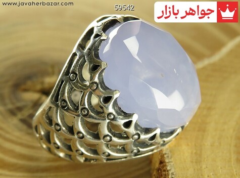 انگشتر نقره عقیق یمنی الماس تراش مردانه - 59542