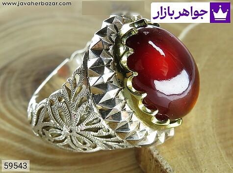 انگشتر گارنت مردانه دست ساز انگشتر نقره گارنت مردانه دست ساز - 59543