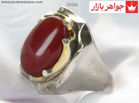 انگشتر نقره عقیق یمن درشت لوکس مردانه - 59599