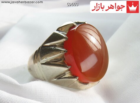 انگشتر نقره عقیق یمنی قرمز درشت لوکس مردانه دست ساز