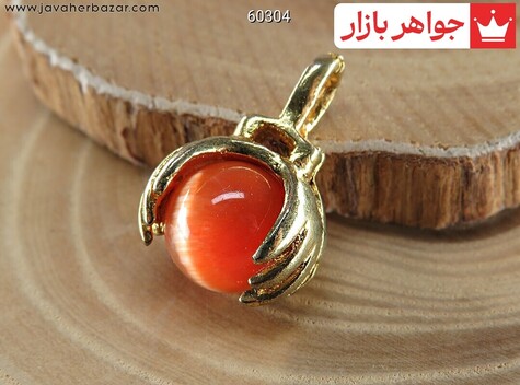 مدال تیتانیوم چشم گربه نارنجی طرح دست و دلبر