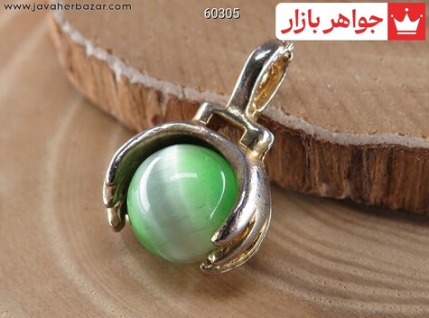 مدال تیتانیوم چشم گربه سبز طرح دست دلبر - 60305