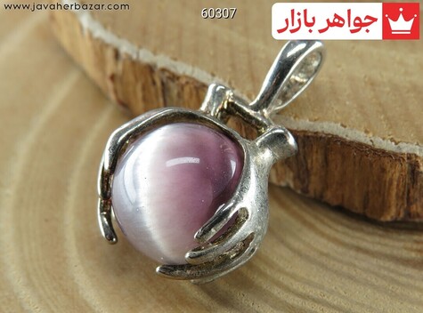 مدال تیتانیوم چشم گربه بنفش طرح دست و دلبر