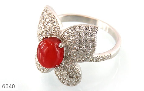 انگشتر نقره عقیق قرمز طرح پروانه زنانه - 6040