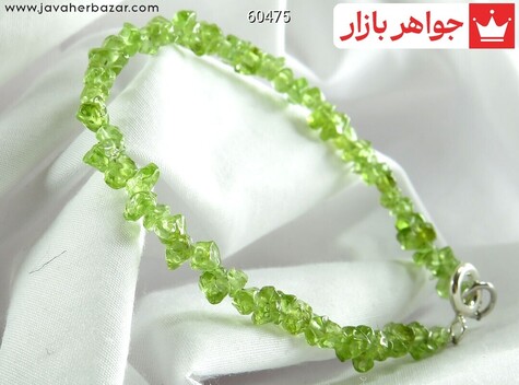 دستبند سنگی نقره زبرجد تراش طبیعی جذاب زنانه - 60475