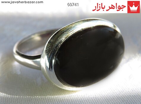انگشتر نقره عقیق یمنی سیاه صفوی زنانه - 60741