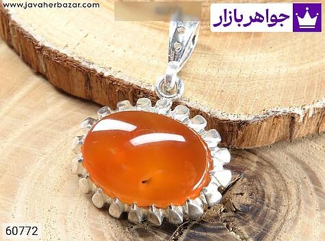 مدال عقیق یمنی نارنجی مدال نقره عقیق یمنی نارنجی خوش رنگ - 60772