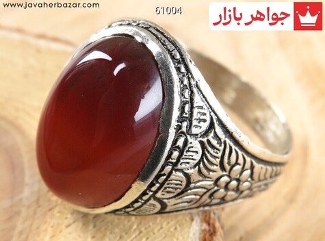 انگشتر نقره عقیق قرمز زیبا مردانه - 61004