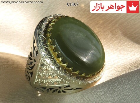 انگشتر نقره یشم یمن لاکچری مردانه دست ساز - 61467