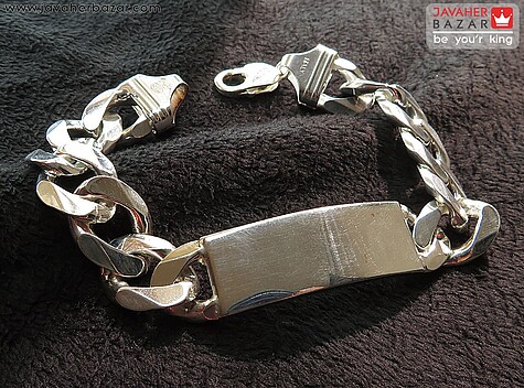 دستبند نقره پلاک دار لاکچری درشت مردانه - 61976