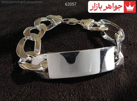 دستبند نقره درشت پلاک دار لاکچری مردانه - 62057