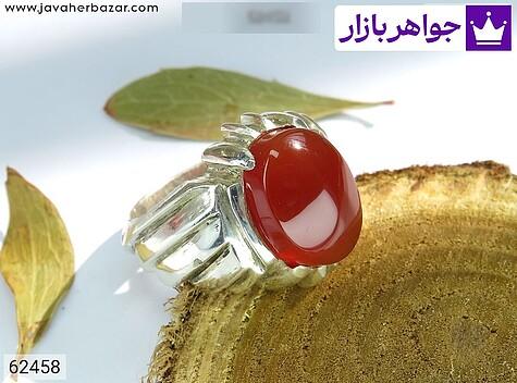 انگشتر عقیق یمنی قرمز مردانه انگشتر نقره عقیق یمنی قرمز کلاسیک مردانه دست ساز - 62458