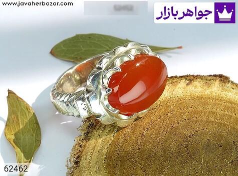 انگشتر عقیق یمنی نارنجی مردانه انگشتر نقره عقیق یمنی نارنجی اسپرت شیک مردانه دست ساز - 62462