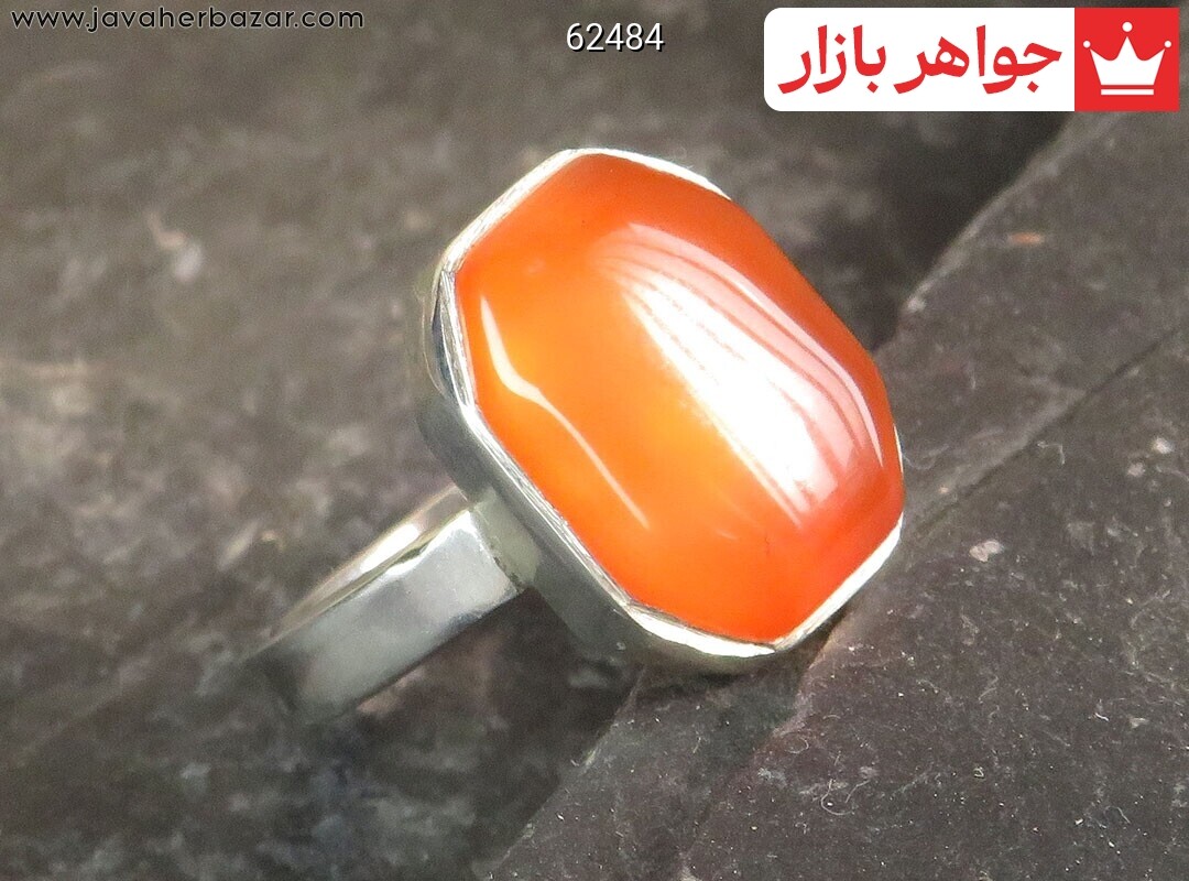 انگشتر نقره عقیق یمنی نارنجی اسپرت مردانه دست ساز