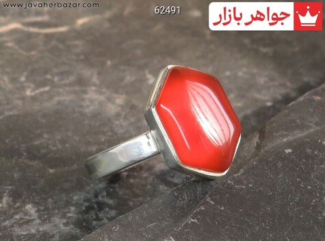 انگشتر نقره عقیق یمنی نارنجی اسپرت مردانه دست ساز