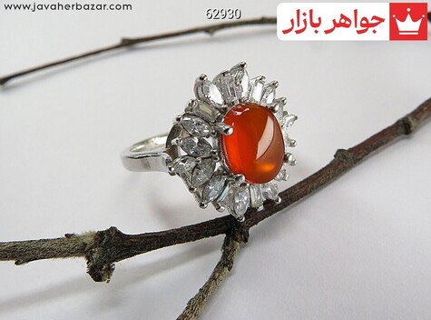 انگشتر نقره عقیق یمن طرح ساینا زنانه - 62930