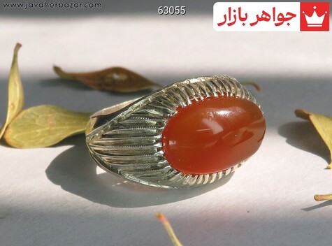 انگشتر نقره عقیق یمنی نارنجی اسپرت شیک مردانه دست ساز