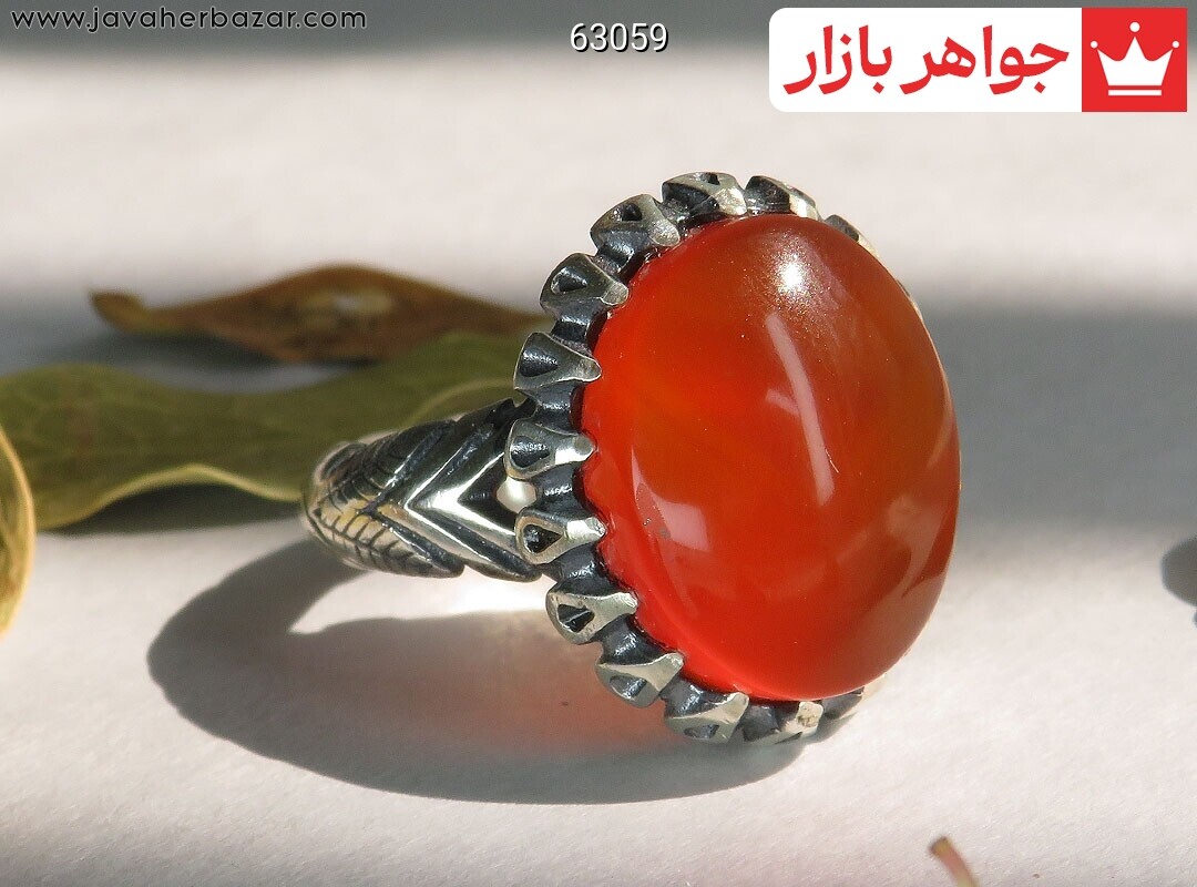 انگشتر نقره عقیق یمنی قرمز اسپرت شیک مردانه