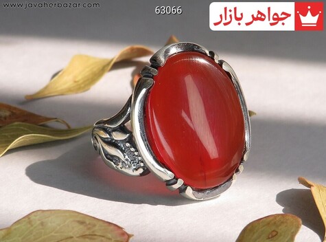 انگشتر نقره عقیق یمنی قرمز اسپرت مردانه