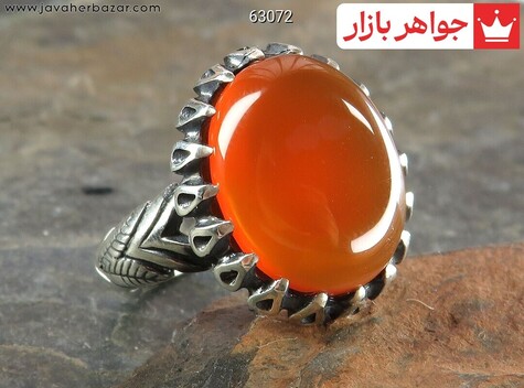 انگشتر نقره عقیق یمنی قرمز اسپرت مردانه - 63072