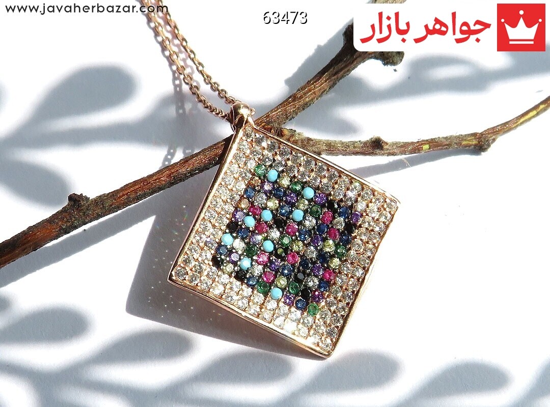 گردنبند نقره طرح لوزی به همراه زنجیر