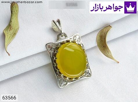 مدال نقره عقیق زرد طرح سنتی رنگ تقویت شده [شرف الشمس] - 63566