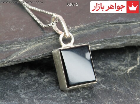 مدال نقره عقیق سیاه کلاسیک - 63615