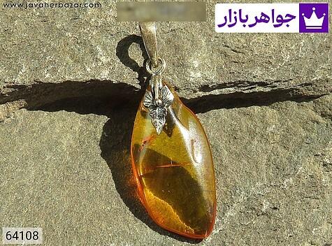 گردنبند کهربا زنانه مدال کهربا بولونی لهستان حشره ای مرغوب زنانه - 64108