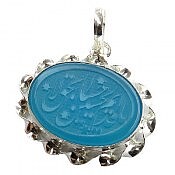 گردنبند نقره عقیق آبی یا قدیم الاحسان بحق حسین دست ساز