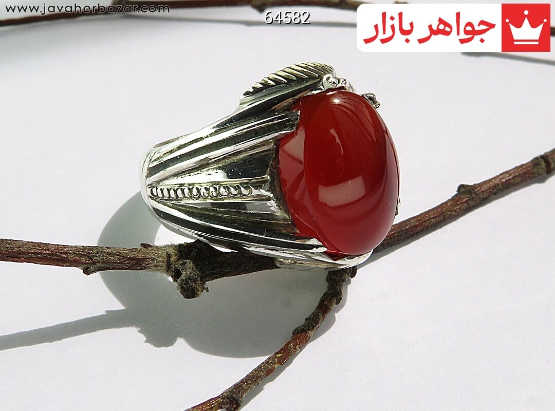 انگشتر نقره عقیق یمنی قرمز سرخ مردانه دست ساز