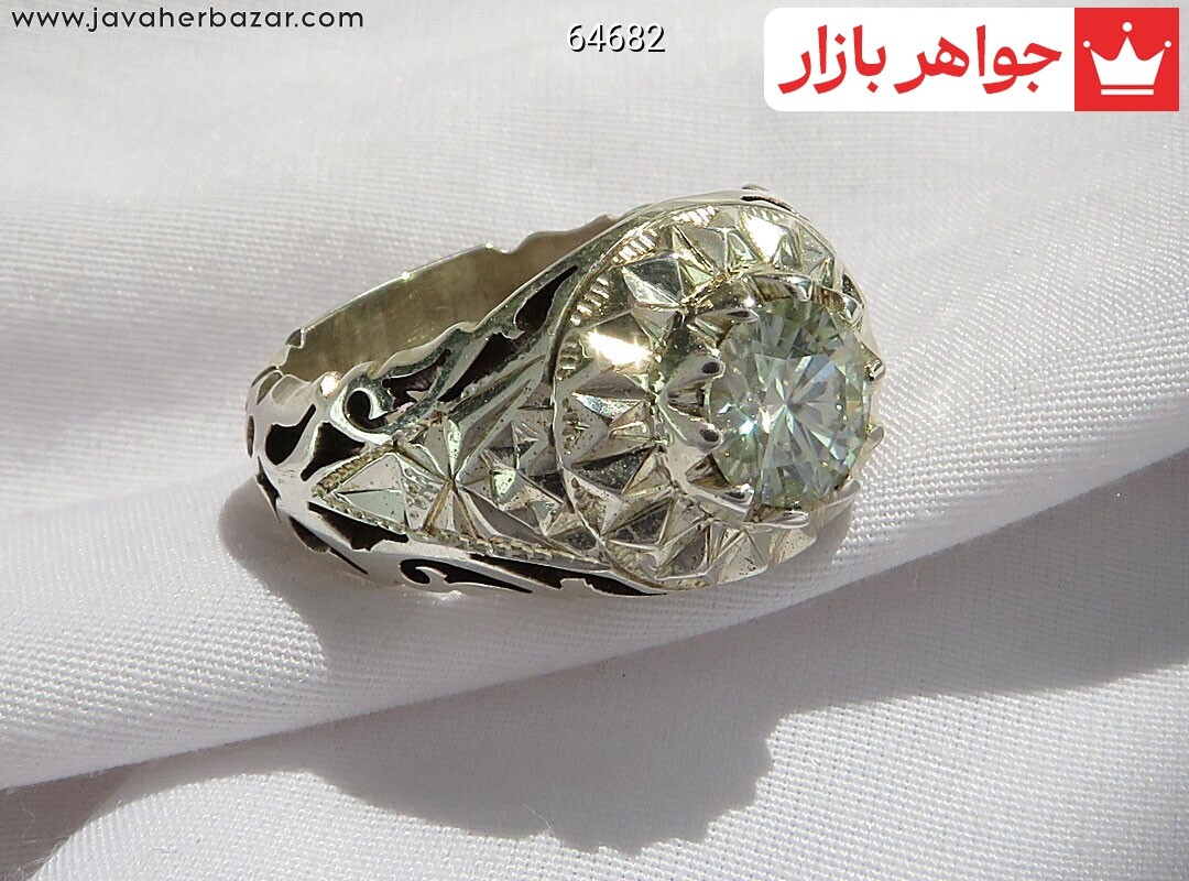 تصویر عکس خرید ، قیمت و خواص انگشتر موزانایت سفید مردانه اصل