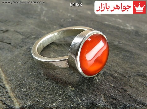 انگشتر نقره عقیق یمنی قرمز دایره ای دست ساز به همراه حرز امام جواد - 64983