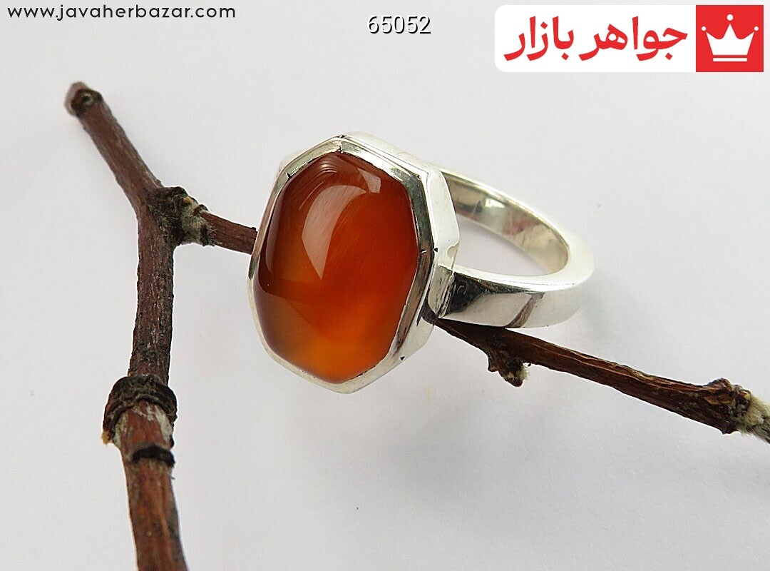 انگشتر نقره عقیق یمنی نارنجی تراش جذاب دست ساز